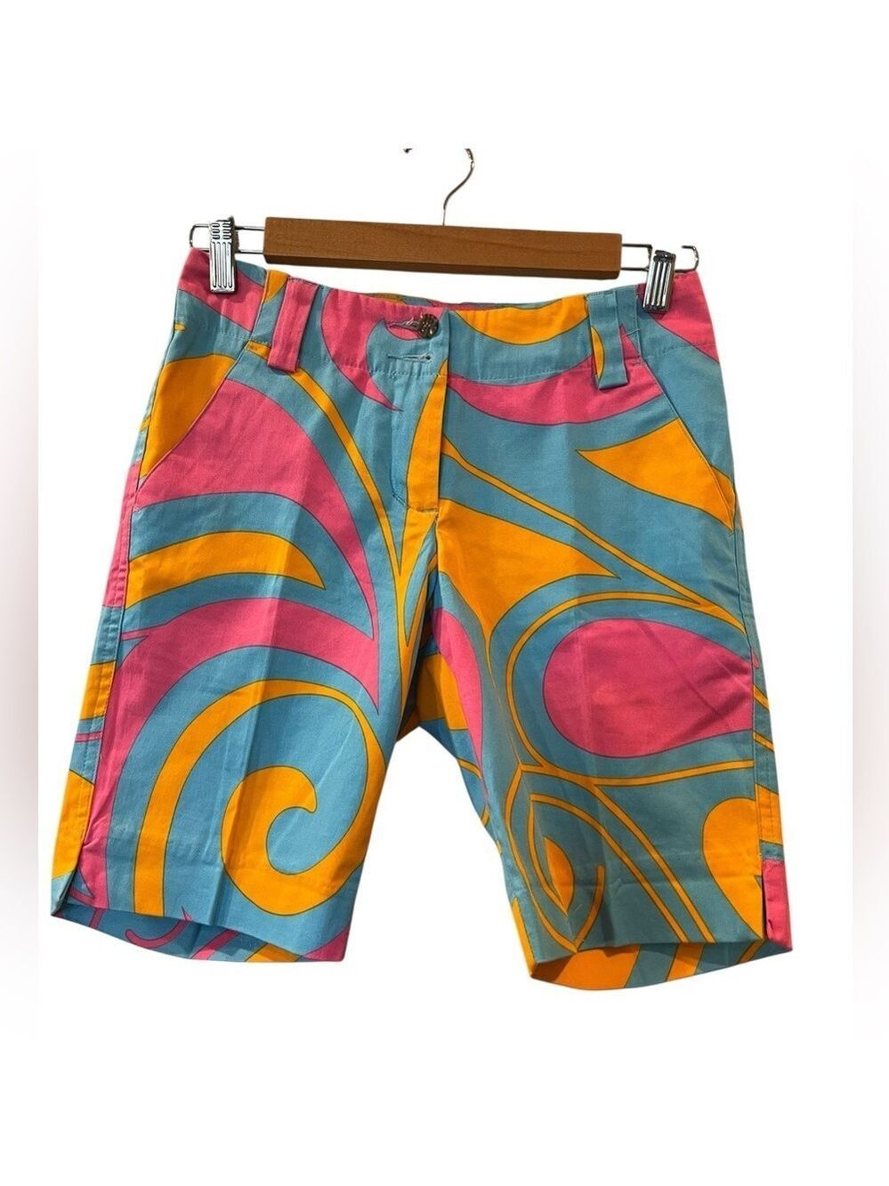 LoudMouth Golf Key West Women’s Shorts Blue Pink Orange Bermuda Size: 0